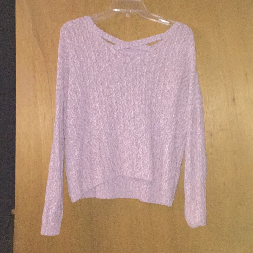 crocheted criss-cross sweater